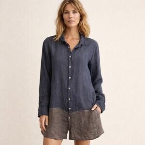 CP SHADES 100% Linen Button Tunic Dress in Gray Women's Size XL Made in USA